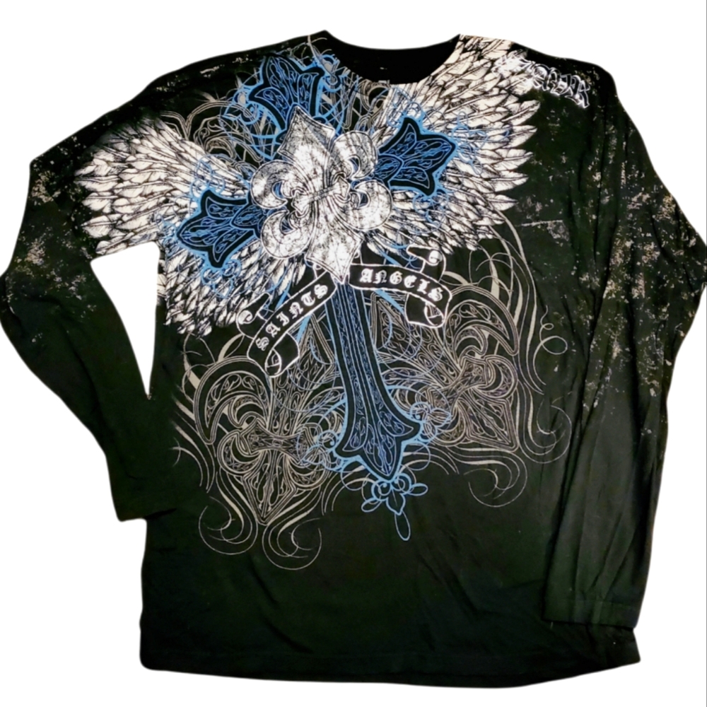 Buckle Black Saints Angels Merciless Xzaer Long Sleeve Black T-Shirt